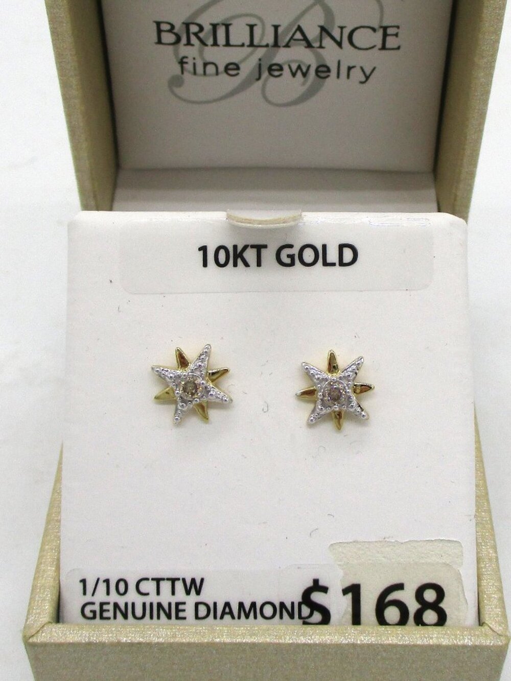 10 & 14 KT GOLD & 1/10 GENUINE DIAMOND STUD EARRINGS